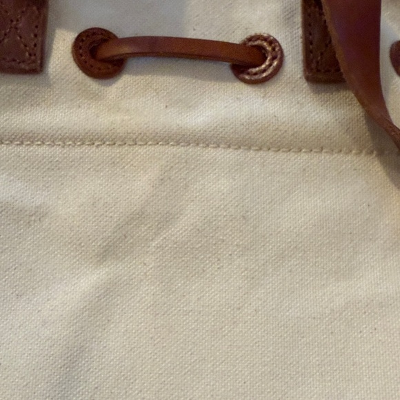 Madewell Natural Canvas & Brown Leather Drawstring Backpack - Picture 9 of 11